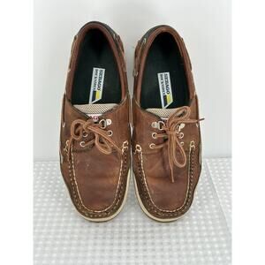 Sebago Docksides Mens SZ 8 Brown Leather Mesh Boat Shoes Deck Clovehitch Coastal